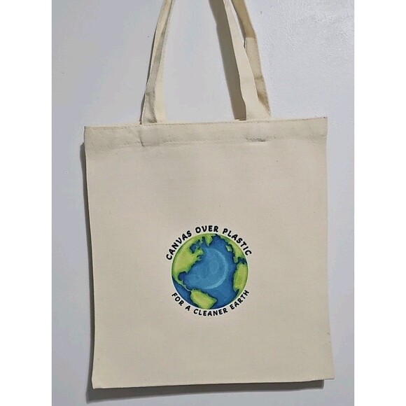 Natural Color Canvas Tote Bag Eco-Friendly Shopper Canvas Over Plastic Cleaner - Picture 3 of 5